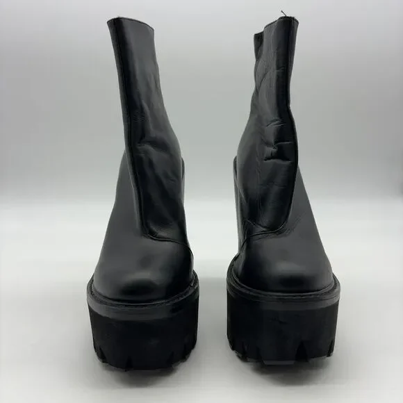 Jeffrey Campbell Milder Platform Black Leather Boots - Picture 1 of 7